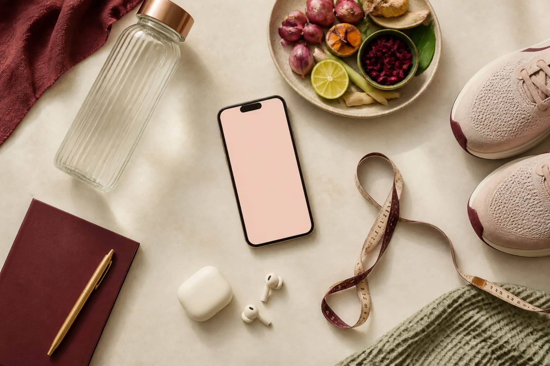 Routtine daily essentials arranged around a phone
